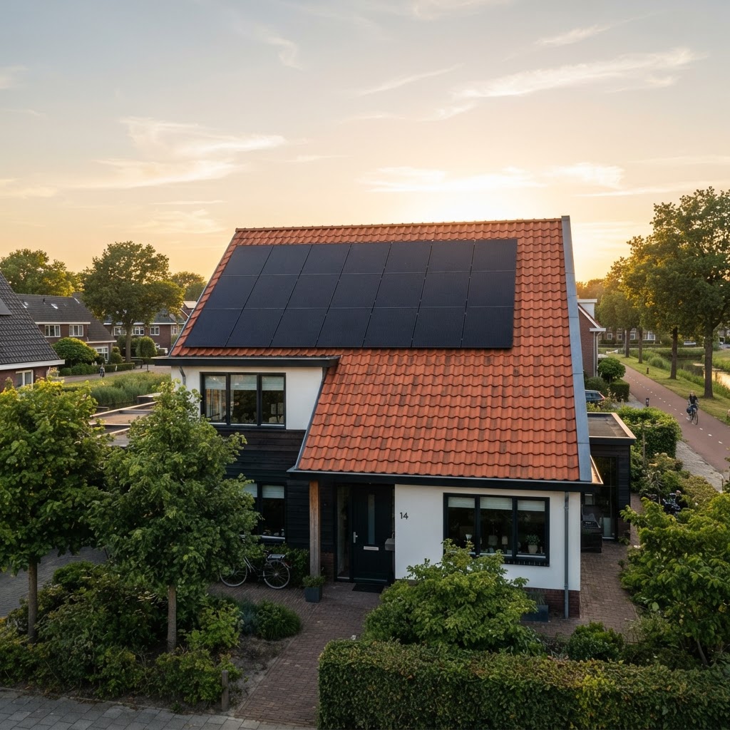 Zonnepanelen op een Nederlands dak